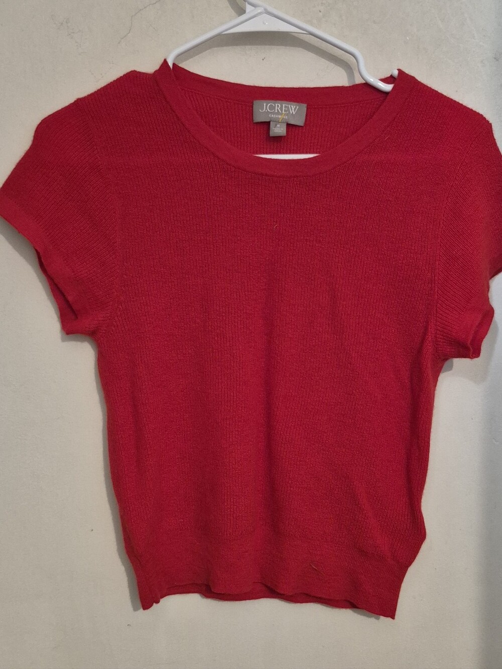 J.Crew Cashmere  Red Short-Sleeve Crewneck Sweater Sz.M